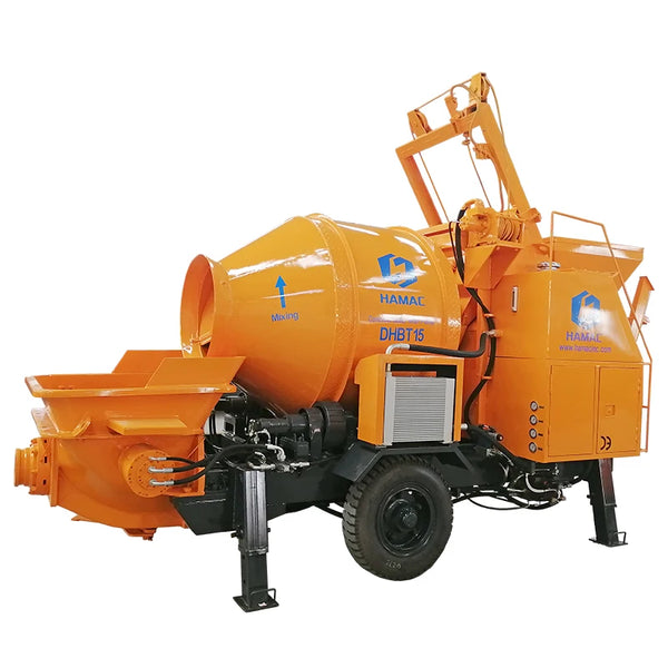 HAMAC High Pressure Concrete Mixer Hydraulic Pump Mini Portable Trailer Concrete Cement diesel Engine Concrete Mixer Pump