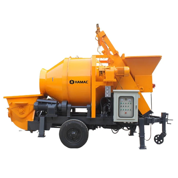 Reliable Quality Best Price HAMAC Trailer Mounted Mobile Portable Cement Concrete Mixer With Pump Concrete Mixer