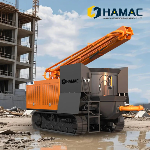 HAMAC Mobile Concrete Mixer Pump Truck with Crawler Chassis for Sale