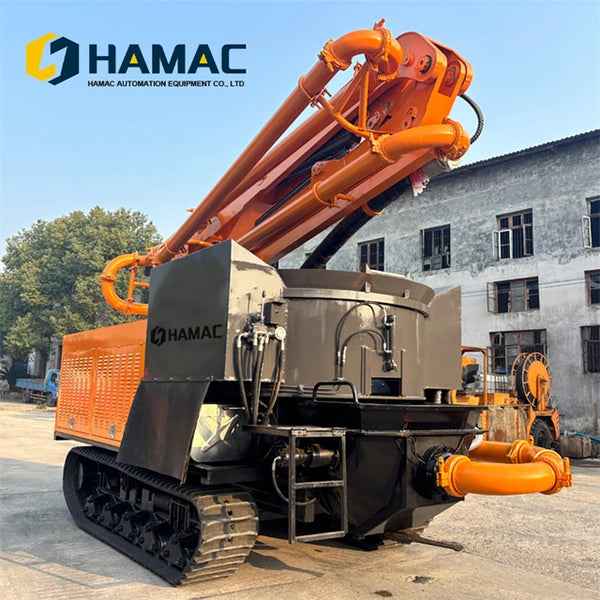 China Manufacturers New Concrete Cement Crawler Mixer Truck With Pump Low Price