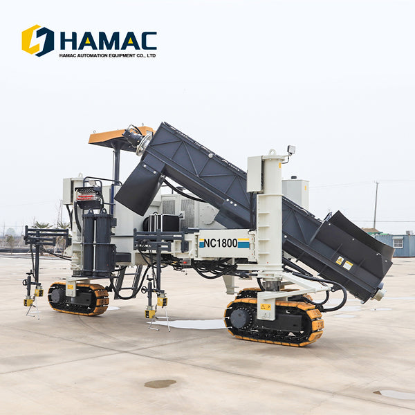 Pavimentadora de encofrado deslizante para bordillos de hormigón NC600, con accionamientos de encofrado deslizante para la construcción de bordillos de carreteras. 